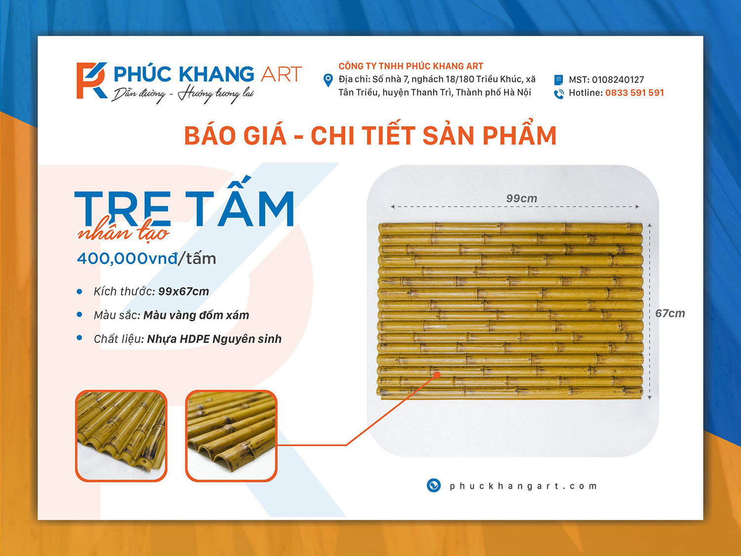 Bảng báo giá chi tiết tấm tre nhân tạo update